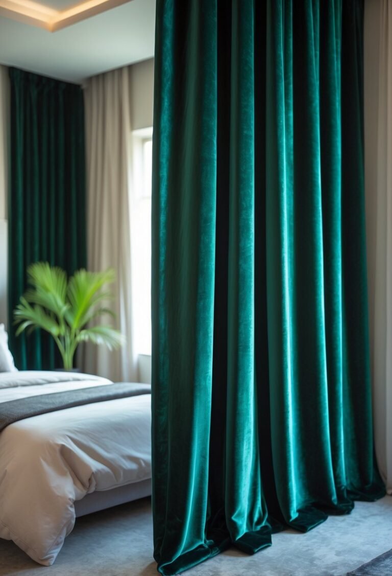 Velvet Drapes with Gold Rings for an Elegant Touch