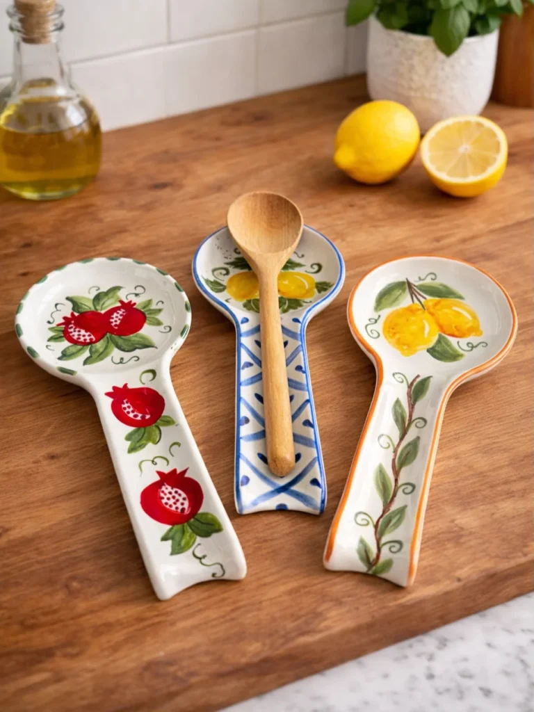 Add Hand-Painted Ceramic Spoon Rests for a Touch of Mediterranean Charm