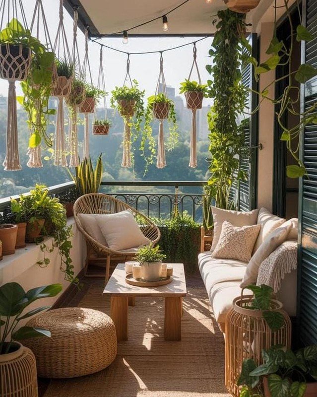 Boho Balcony Turned Outdoor Living Room