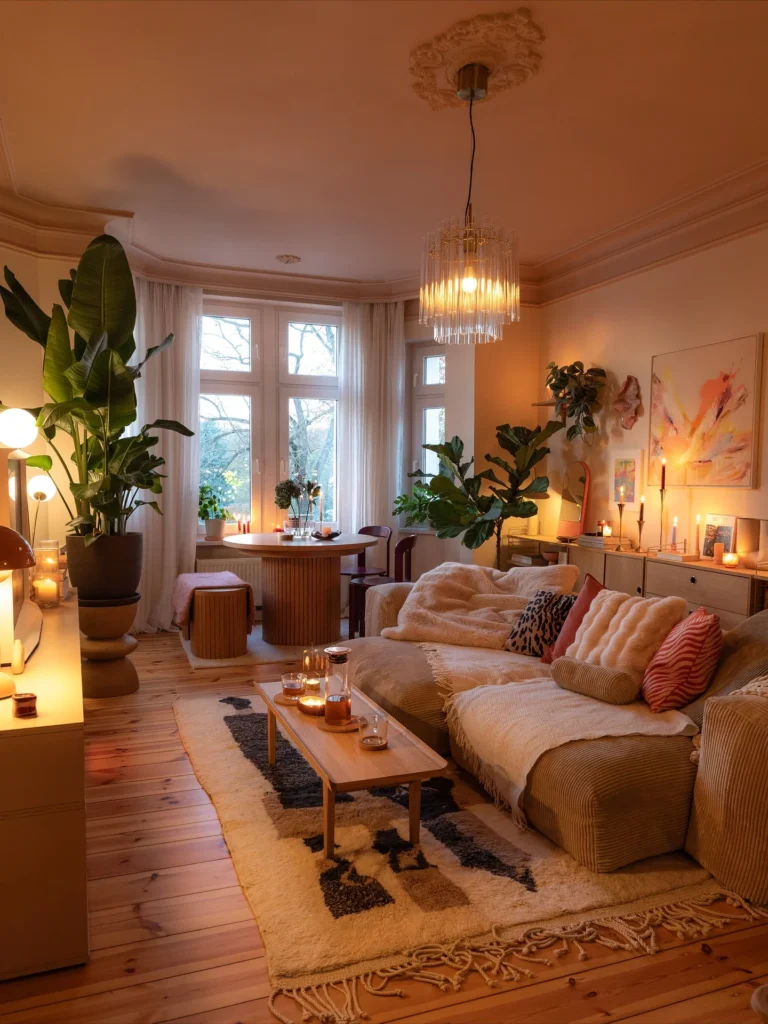 Boho Eclectic Living Room With Indoor Jungle Vibes