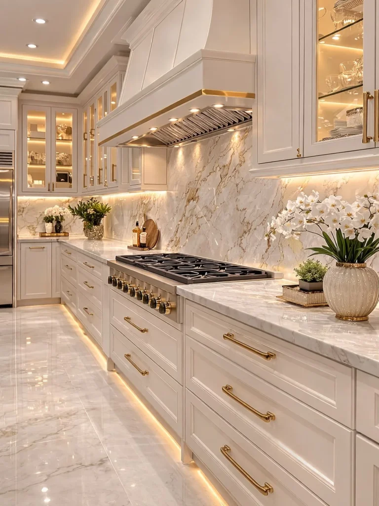 Go All-In on Marble and Gold for a Luxury Kitchen Feel
