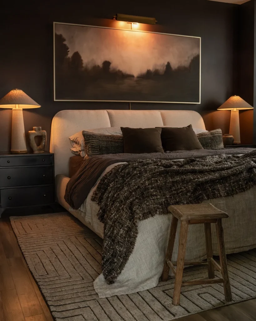 Go Dark and Moody With a Chocolate Brown Bedroom
