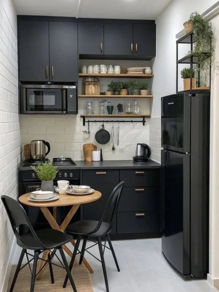 Go Dark and Moody in a Small Kitchen With Matte Black Cabinets