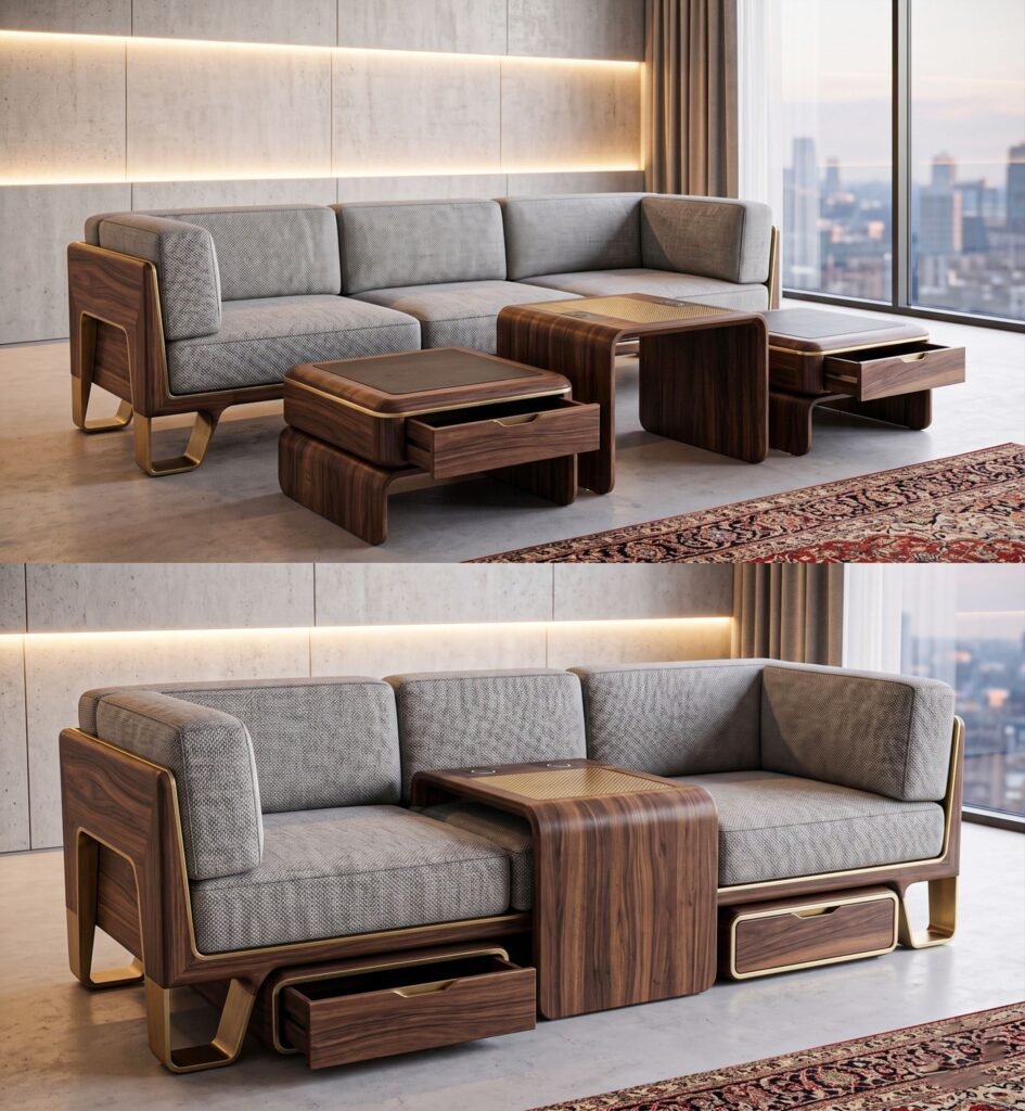 Luxury Modular Sofa With Built-In Storage Drawers