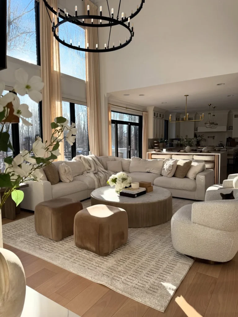 Luxury Neutral Living Room With Winter Views