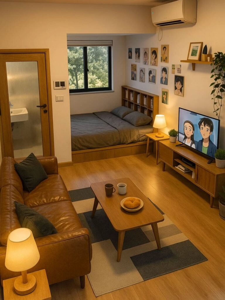 Sunken Bedroom Nook With Open Living Area Layout