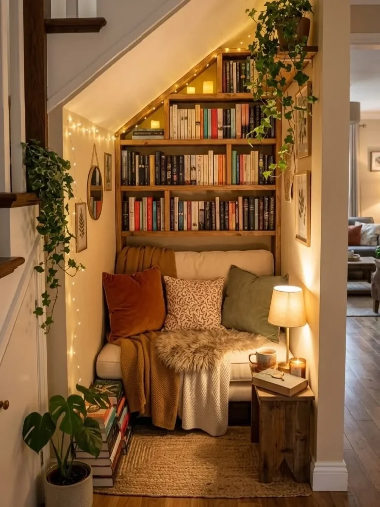 Under-Stair Reading Nook as a Dedicated Cozy Zone