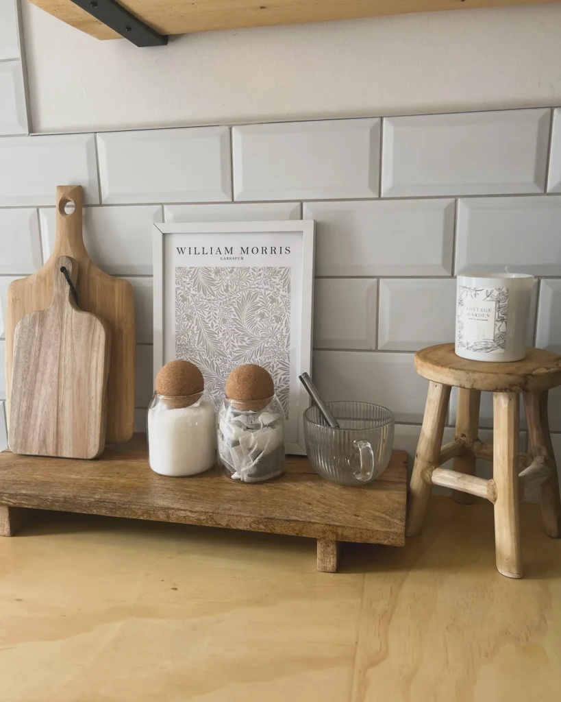 Use a Wooden Riser to Create a Styled Tea and Coffee Corner