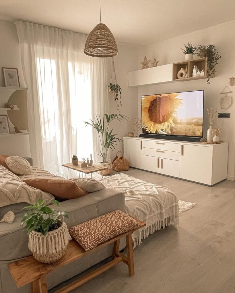Warm Boho Living Room With Neutral Tones